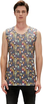 Bad Bear Areole Tank-Top Tarçın Desenli Erkek Atlet, 23.01.23.008-C02