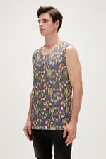 Bad Bear Areole Tank-Top Tarçın Desenli Erkek Atlet, 23.01.23.008-C02