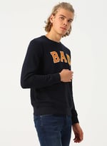 Bad Bear Bisiklet Yaka Uzun Kollu Nakışlı Lacivert Erkek Sweatshirt S