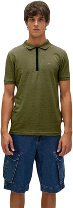 Bad Bear Cord Haki Yeşil Polo Yaka Fermuarlı Erkek T-Shirt