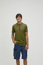 Bad Bear Cord Haki Yeşil Polo Yaka Fermuarlı Erkek T-Shirt