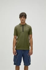 Bad Bear Cord Haki Yeşil Polo Yaka Fermuarlı Erkek T-Shirt