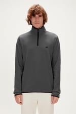 Bad Bear Erkek Koyu Gri Fermuar Yakalı Half-Zip Sweatshirt L