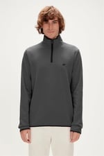 Bad Bear Erkek Koyu Gri Fermuar Yakalı Half-Zip Sweatshirt L