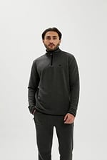 Bad Bear Erkek Koyu Gri Fermuar Yakalı Half-Zip Sweatshirt L