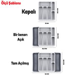 Badem10 Kaşıklık Çekmece içi Ayarlanabilir Açılabilir Bıçak Kaşık Çatal Çekmece İçi Düzenleyici Kayar Kaşıklık, Badem10