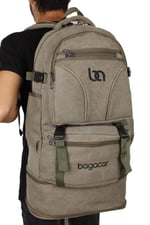 Bagacar 60 Lt Haki Kanvas Laptoplu Körüklü Dağcı Sırt Çantası