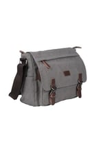 Bagacar Kanvas Kumaş Laptop Bölmeli Unisex Çapraz Çanta Gri
