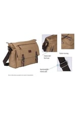 Bagacar Kanvas Kumaş Laptop Bölmeli Unisex Çapraz Çanta Gri