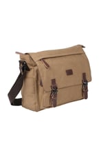 Bagacar Kanvas Kumaş Laptop Bölmeli Unisex Çapraz Çanta Bej