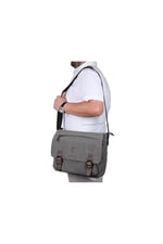 Bagacar Kanvas Kumaş Laptop Bölmeli Unisex Çapraz Çanta Gri