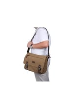 Bagacar Kanvas Kumaş Laptop Bölmeli Unisex Çapraz Çanta Bej