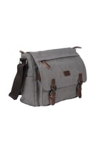 Bagacar Kanvas Kumaş Laptop Bölmeli Unisex Çapraz Çanta Gri