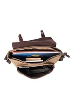 Bagacar Kanvas Kumaş Laptop Bölmeli Unisex Çapraz Çanta Bej
