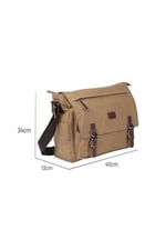Bagacar Kanvas Kumaş Laptop Bölmeli Unisex Çapraz Çanta Bej