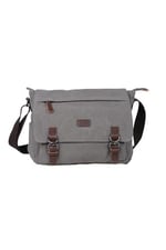 Bagacar Kanvas Kumaş Laptop Bölmeli Unisex Çapraz Çanta Gri