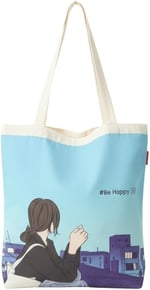 Baghashtag Anime Kız Be Happy Baskılı Bez Çanta