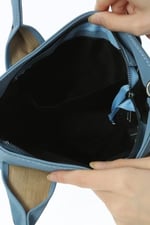 Baghashtag Mavi Mini Su Geçirmez Kulp Yazılı Tote Çanta
