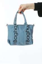 Baghashtag Mavi Mini Su Geçirmez Kulp Yazılı Tote Çanta