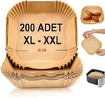 Baker Ticaret Airfryer Pişirme Kağıdı,Xl-Xxl Büyük Boy, Kare, 200 Adet Hava Fritöz Parşömen Fırın Kağıdı Tek Kullanımlık Kağıt Fırın Fritöz Pişirme Kızartma Tavası Için Uygun 20CM
