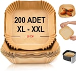 Baker Ticaret Airfryer Pişirme Kağıdı,Xl-Xxl Büyük Boy, Kare, 200 Adet Hava Fritöz Parşömen Fırın Kağıdı Tek Kullanımlık Kağıt Fırın Fritöz Pişirme Kızartma Tavası Için Uygun 20CM