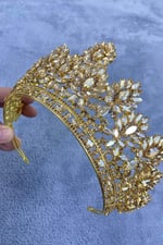 Bal Rengi Meriva Model Yüksek Taşlı Kına Ve Gelin Tacı
