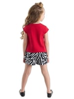 Balerin Zebra Kız Çocuk T-Shirt Şort Takım