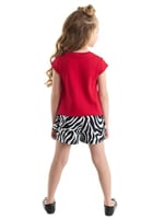 Balerin Zebra Kız Çocuk T-Shirt Şort Takım