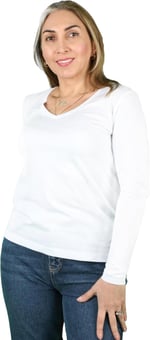 Balins Cotton V Yaka Uzun Kollu Tişört Beyaz XXL