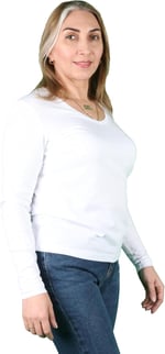 Balins Cotton V Yaka Uzun Kollu Tişört Beyaz XXL