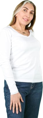Balins Cotton V Yaka Uzun Kollu Tişört Beyaz XXL