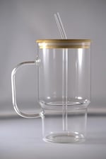 Bambu Kapaklı Isıya Dayanıklı Cam Bardak | 1000ml Şeffaf Mug + Cam Pipet | Sıcak & Soğuk İçecekler için Şık Minimalist Tasarım | Kahve, Çay, Smoothie, Buzlu İçecekler İçin İdeal