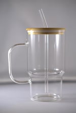 Bambu Kapaklı Isıya Dayanıklı Cam Bardak | 1000ml Şeffaf Mug + Cam Pipet | Sıcak & Soğuk İçecekler için Şık Minimalist Tasarım | Kahve, Çay, Smoothie, Buzlu İçecekler İçin İdeal