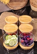 Bambum Duo 300ml 6'lı Bambu Kapaklı Cam Kahvaltılık Seti