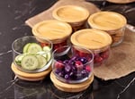 Bambum Duo 300ml 6'lı Bambu Kapaklı Cam Kahvaltılık Seti