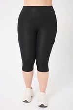 BANEGA Curve Büyük Beden Yüksek Bel Toparlayıcı Dalgıç Kumaş Diz Altı Spor Siyah Kapri Tayt - Bedenler: 3XL, 4XL, 5XL, XL, XXL