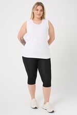 BANEGA Curve Büyük Beden Yüksek Bel Toparlayıcı Dalgıç Kumaş Diz Altı Spor Siyah Kapri Tayt - Bedenler: 3XL, 4XL, 5XL, XL, XXL