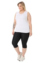 BANEGA Curve Büyük Beden Yüksek Bel Toparlayıcı Dalgıç Kumaş Diz Altı Spor Siyah Kapri Tayt - Bedenler: 3XL, 4XL, 5XL, XL, XXL