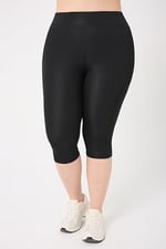 BANEGA Curve Büyük Beden Yüksek Bel Toparlayıcı Dalgıç Kumaş Diz Altı Spor Siyah Kapri Tayt - Bedenler: 3XL, 4XL, 5XL, XL, XXL