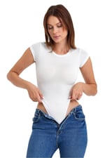 Banega Kadın Bisiklet Yaka Viskon Çıtçıtlı Zıbın Body-1