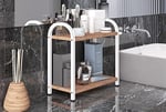 Banyo-Mutfak Toparlayıcı Düzenleyici Organizer 2 Katlı Geniş Metal Beyaz Bambu Tezgah Üstü Raf Bambu