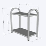 Banyo-Mutfak Toparlayıcı Düzenleyici Organizer 2 Katlı Geniş Metal Beyaz Bambu Tezgah Üstü Raf Bambu
