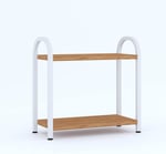 Banyo-Mutfak Toparlayıcı Düzenleyici Organizer 2 Katlı Geniş Metal Beyaz Bambu Tezgah Üstü Raf Bambu