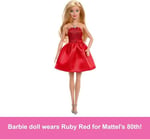 Barbie 80.yıl kırmızı elbiseli, JGD25