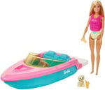 Barbie Bebek ve Teknesi Barbie Bebek ve Teknesi, Oyuncak Köpek ve Aksesuarlar İle Suda Yüzer, 3-7 Yaş Arası İçin GRG30 GRG30