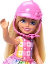 Barbie Chelsea™ Bebek ve Midilli Barbie Chelsea bebek ve oyuncak at seti, kask aksesuarı dahildir, bebeğin dizleri midilliye binmek için bükülebilir HTK29