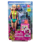 Barbie Deniz Biyoloğu Oyun Seti Barbie bebekler ve aksesuarlar, 10'dan fazla parçalı deniz biyoloğu bebek (sarışın) ve taşınabilir laboratuvar oyun seti HMH26