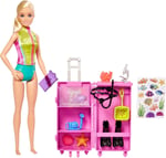 Barbie Deniz Biyoloğu Oyun Seti Barbie bebekler ve aksesuarlar, 10'dan fazla parçalı deniz biyoloğu bebek (sarışın) ve taşınabilir laboratuvar oyun seti HMH26