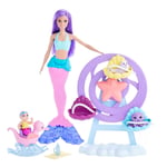 Barbie-Dreamtopia Deniz Kızı Bebek ve Çocuk Oyun Alanı - Seçenekler: deniz kızı ile deniz bebeği bakım seti...