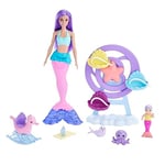 Barbie-Dreamtopia Deniz Kızı Bebek ve Çocuk Oyun Alanı - Seçenekler: deniz kızı ile deniz bebeği bakım seti...